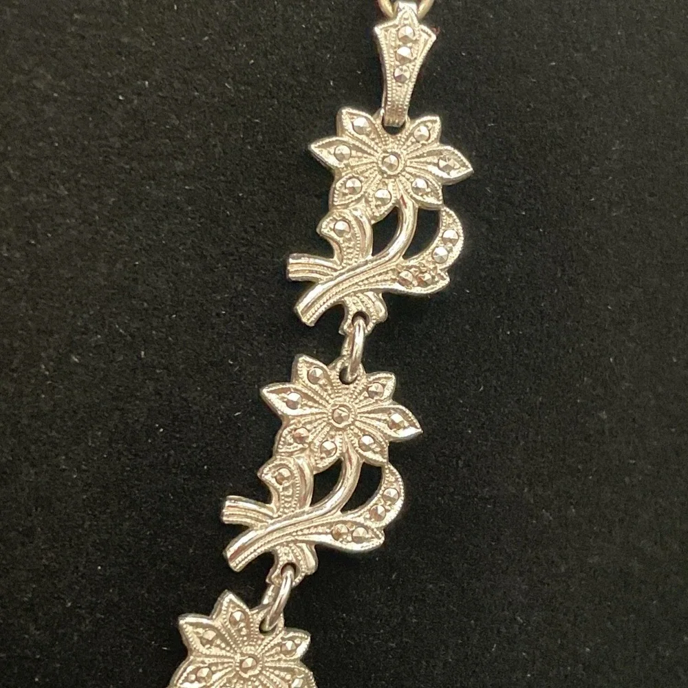 Sterling Silver 925 And Marcasite Necklace B&K 15